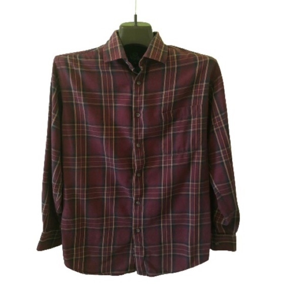 VINTAGE Viyella Cotton & Wool Blend Button Down Check Plaid Shirt Size M - Picture 2 of 7